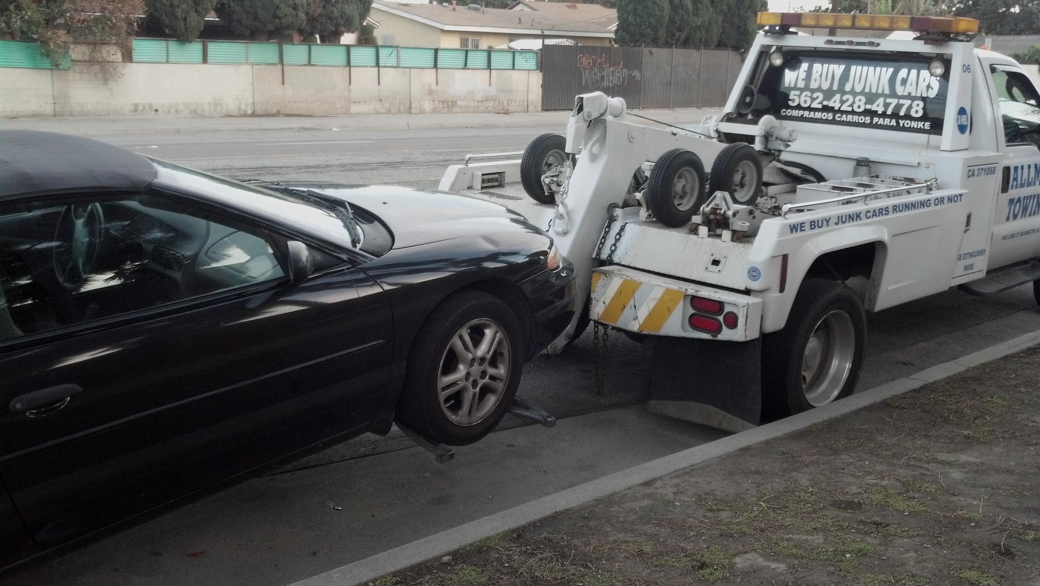 Car lifted by tow truck